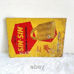 Vintage Orient International SIM SIM Padlocks Advertising Tin Sign Rare TS437