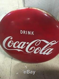 Vintage Original 16 Drink Coca Cola Tin Soda Button Sign