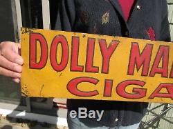 Vintage Original 1900 1920 Dolly Madison Cigar Sign Embossed Tin Tacker Sign