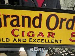 Vintage Original 1900 1920 Grand Order Cigar Sign Self Framed Tin Sign