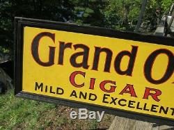 Vintage Original 1900 1920 Grand Order Cigar Sign Self Framed Tin Sign