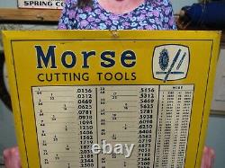 Vintage Original 1917 1950 Morse Cutting Tools Toc Tin Over Cardboard Sign