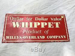 Vintage Original 1920's-30's WHIPPET Willis Overland Embossed Tin Sign