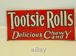 Vintage Original 1920's Tootsie Rolls Candy Tin Sign, Donaldson Art KY