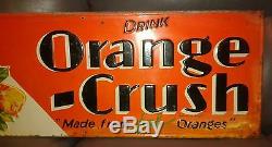 Vintage Original 1930's Orange Crush Soda embossed Tin Metal Sign