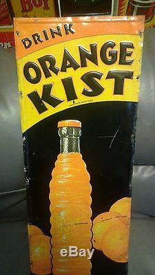 Vintage Original 1930's Orange Kist Embossed Tin Metal SignNice