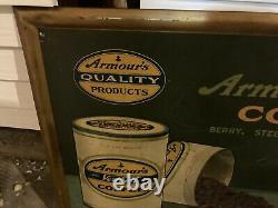 Vintage Original 1930s Armours Veribest Coffee tin over cardboard Sign