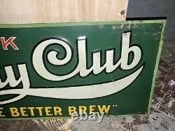 Vintage Original 1930s Embossed Tin City Club Beer Not Soda Sign