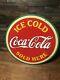Vintage Original 1933 Coca Cola Round Advertising Tin Sign Watermelon Ice Cold