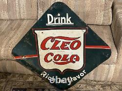 Vintage Original 1941 Cleo Cola embossed Tin Soda Sign