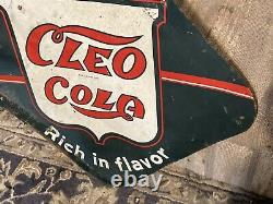 Vintage Original 1941 Cleo Cola embossed Tin Soda Sign