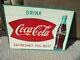 Vintage Original 1947 Coca Cola Fishtail & Bottle Dealer Display Sign Tin Litho