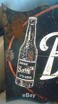 Vintage Original 1950's Barq's Soda Tin Metal Flange SignRARE