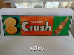 Vintage Original 1950's Orange Crush Soda Pop Bottle Tin Sign