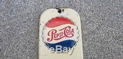 Vintage Original 1954 Embossed Tin Pepsi Cola Thermometer Sign Works Great