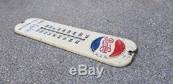 Vintage Original 1954 Embossed Tin Pepsi Cola Thermometer Sign Works Great