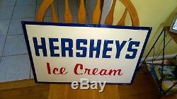 Vintage Original 1960s HERSHEY'S ICE CREAM Embossed Tin Advertising Sign