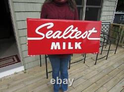 Vintage Original 1966 Sealtest Milk Embossed Tin Tacker Dairy Sign N. O. S Rare