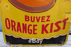 Vintage Original 53 X 17 Tin Sign 1954 Orange Kist Crush Large Embossed Bottle