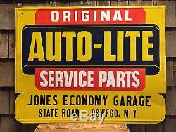 Vintage Original AUTO LITE Service Parts Gas Service Station Scioto Tin Sign