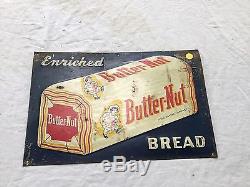 Vintage Original Advertising BUTTER-NUT BREAD Embossed Tin Sign