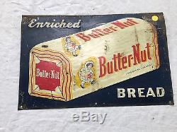 Vintage Original Advertising BUTTER-NUT BREAD Embossed Tin Sign