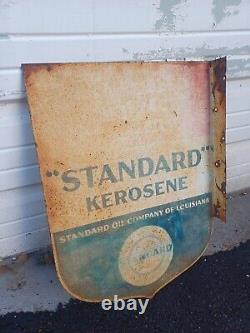 Vintage Original Authorized Dealer Kerosene The Standard Oil Tin Flange Sign