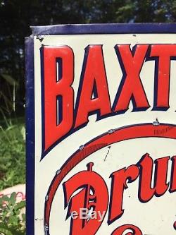 Vintage Original BAXTER'S DRUM 5c CIGAR Tobacco Tin Embossed Sign Maker Marked