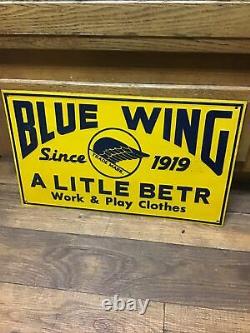 Vintage Original BLUE WING CLOTHING SHOES Embossed Tin Sign