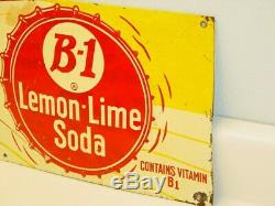 Vintage Original B-1 Lemon Lime Soda, Tin Sign, Pop Advertising