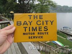 Vintage Original Bay City Times Newspaper Tin Tacker Sign Bay City MI