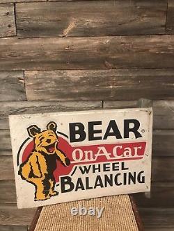 Vintage Original Bear Alignment Wheel Balancing Sign Service Station Sign