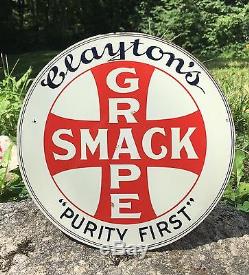 Vintage Original Clayton's GRAPE SMACK Purity First Tin Advertising Sign 9
