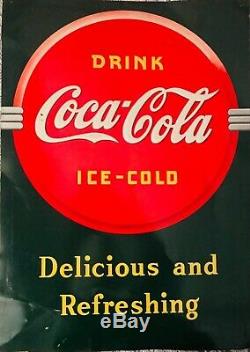 Vintage Original Coca-Cola Tin Sign. Approx 28 tall. Dated 1-15-1939
