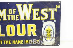 Vintage Original Cream of the West Flour Tin Sign Advertising Toronto Metal
