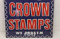 Vintage Original Crown Stamps Double Faced Painted Tin Sign