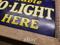 Vintage Original Delco Light Embossed Tin Advertising Sign Used Here Man Cave