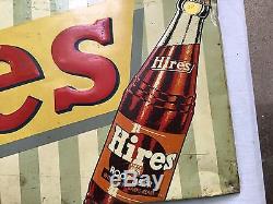 Vintage Original Drink Hires Root Beer Embossed Tin Sign