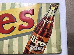 Vintage Original Drink Hires Root Beer Embossed Tin Sign