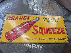 Vintage Original Embossed Orange Squeeze Tin Sign