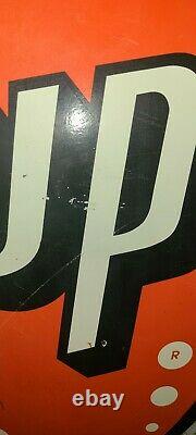 Vintage Original Embossed Tin Fresh up with 7UP Soda Advertising Sign