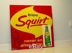 Vintage Original Enjoy Squirt, Soda Pop Advertising Tin Sign, 1962 Robertson