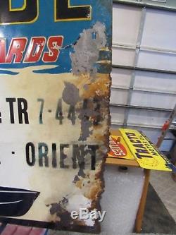 Vintage Original Evinrude Outboard Motor Embossed Tin Lithogrph Sign As Is Sign