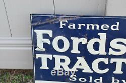 Vintage Original FORDSON TRACTORS TIN FARM SIGN CROWELL TX Tin Tacker