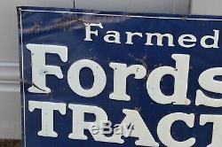 Vintage Original FORDSON TRACTORS TIN FARM SIGN CROWELL TX Tin Tacker