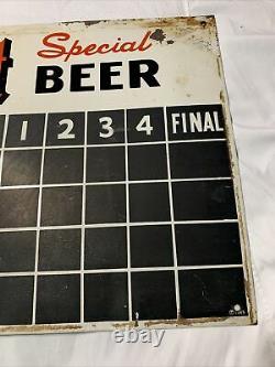 Vintage Original Fort Pitt Beer Scoreboard Tin 2x Sided Sign Football Baseball