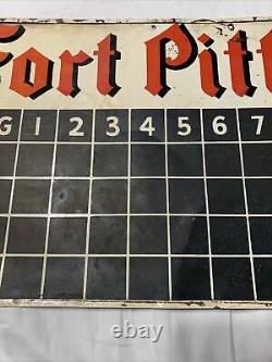 Vintage Original Fort Pitt Beer Scoreboard Tin 2x Sided Sign Football Baseball