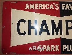Vintage Original Heavy Tin Sign America's Favorite CHAMPION Spark Plugs