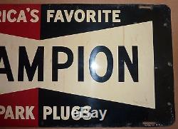 Vintage Original Heavy Tin Sign America's Favorite CHAMPION Spark Plugs