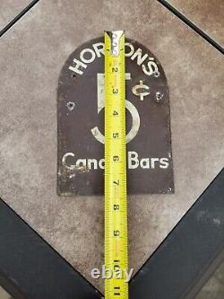 Vintage Original Horton's 5 Cent Candy Bars Tin Painted Sign